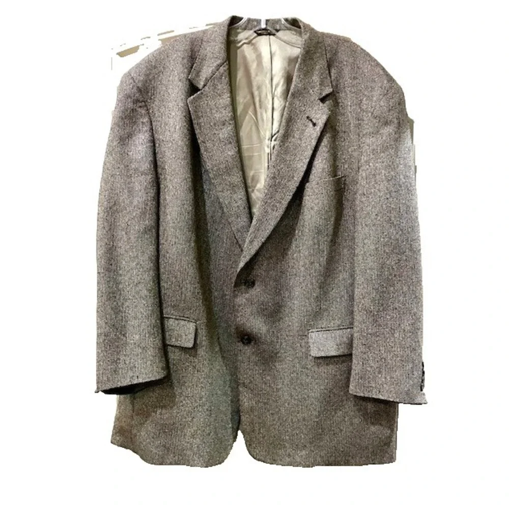 Vintage Austin Reed Men's Size 48R Tweed Sport Coat Brown‎ w Gold Cream Blend